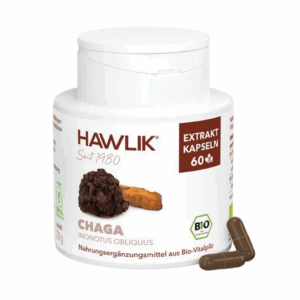 Dose mit Aufschrift Chaga Extrakt Kapseln
